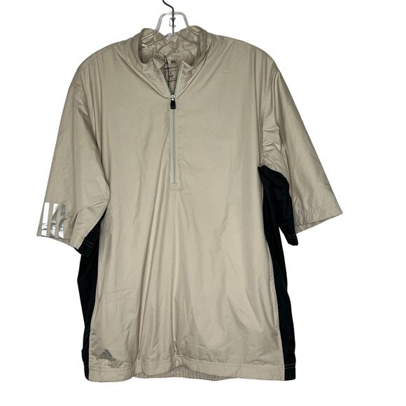 Adidas Golf ClimaProof Beige Black Half-Zip Pullover Jacket Size M Men's - Picture 1 of 11